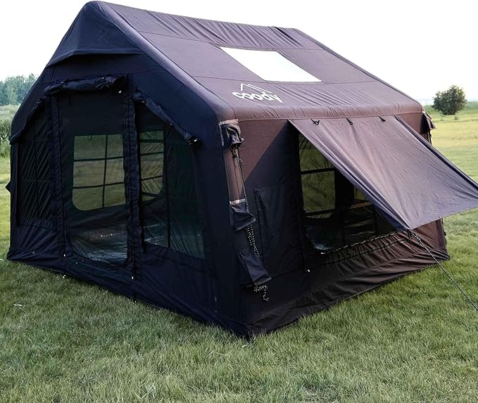 Coody | Rbm Outdoors Koala/Hub/Octopus Inflatable Tents for Camping with Stove Jack, 2/8/10 Person Luxury Canvas Blow Up Tent, 2 Room, Easy Setup Casa de Campaña, Large Inflatable House with Pump