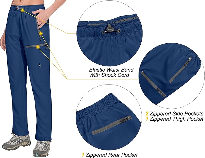 Little Donkey Andy Women's Lightweight Quick Dry Cargo Hiking Pants UPF 50+ Stretch Travel Casual Trousers