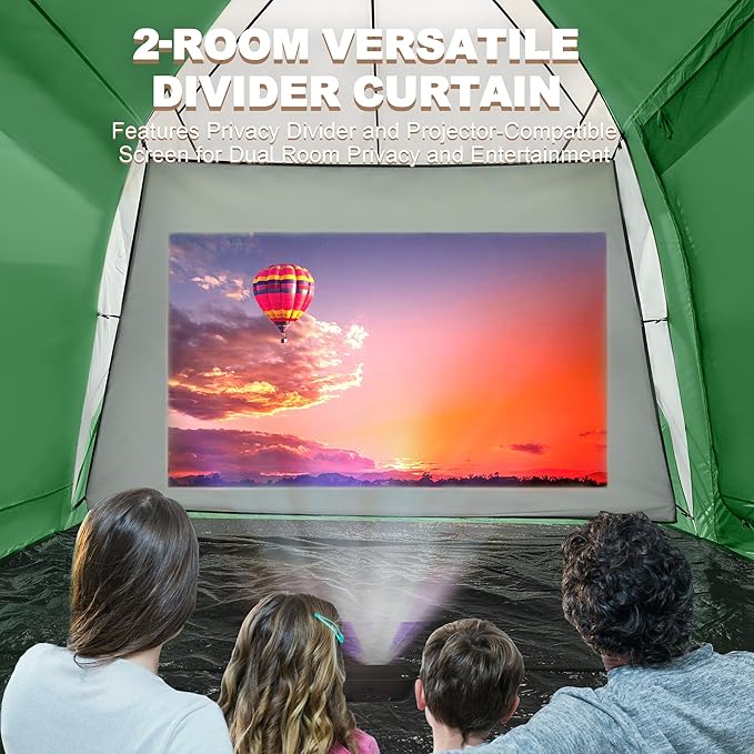 Tents for Camping, Waterproof 10 Person Family Tent with Double Layer & 4 Large Mesh Windows, Weather Resistant Easy Setup 2 Room Big Tent for Music Festival, Parties, 18 X 9 X 6.8Ft