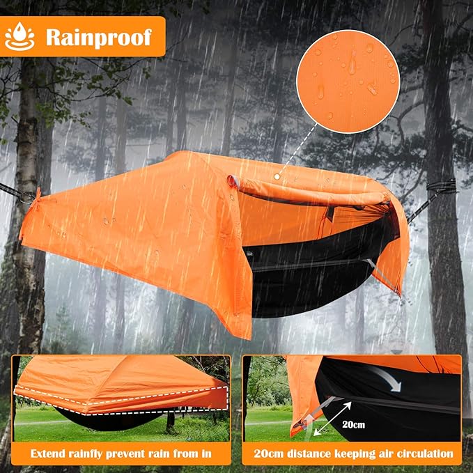 WintMing Hammock with Mosquito Net and Rain Fly Cover 3 in 1 Camping Hammock Tent 440lbs Load