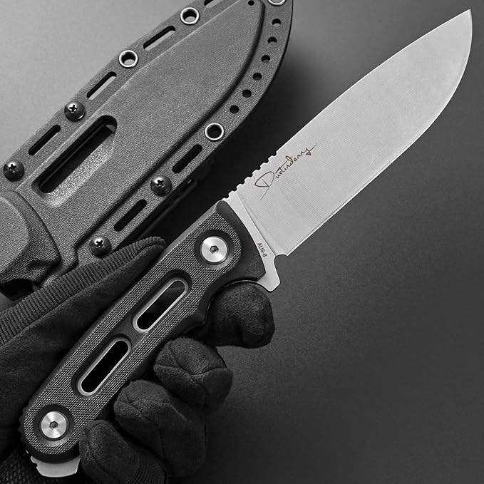 GTK4 Fixed Blade Knife AUS-8 Steel Blade Nylon Fiberglass Handle Full Tang EDC Tool Knifes for Outdoor Camping Survival Adventure(black)