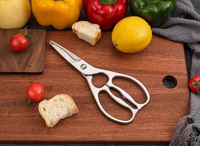 Come Apart Kitchen Shears by WELLSTAR, Multi-purpose Heavy Duty German Stainless Steel Food Scissors for Cutting Meat Poultry Chicken Vegetable, Durable One Piece Construction, Mirror Finish