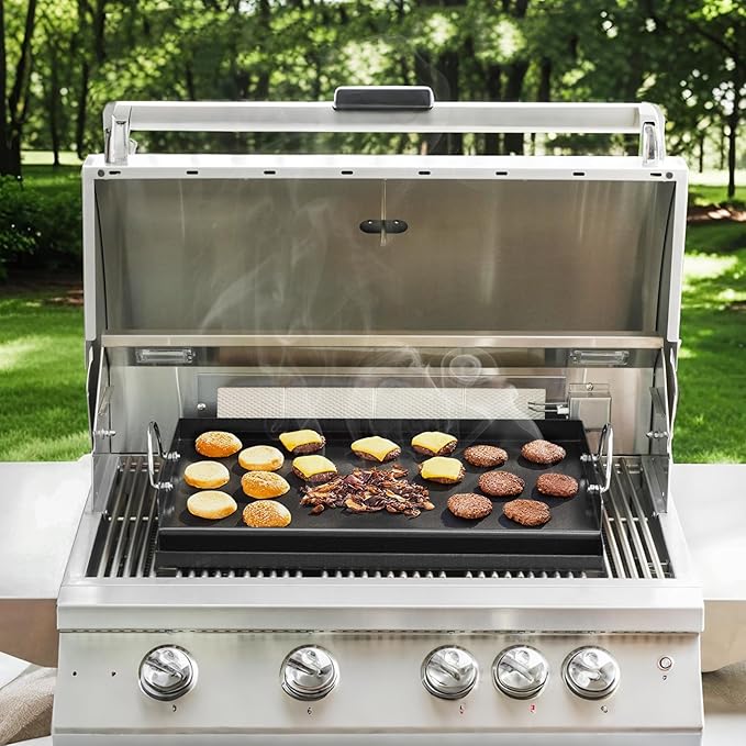 Onlyfire Universal BBQ Griddle with Handles for Charcoal/Gas Grills, Ceramic Coated Non-stick Flat Top Griddle for Outdoor Cooking, 23" x 16"