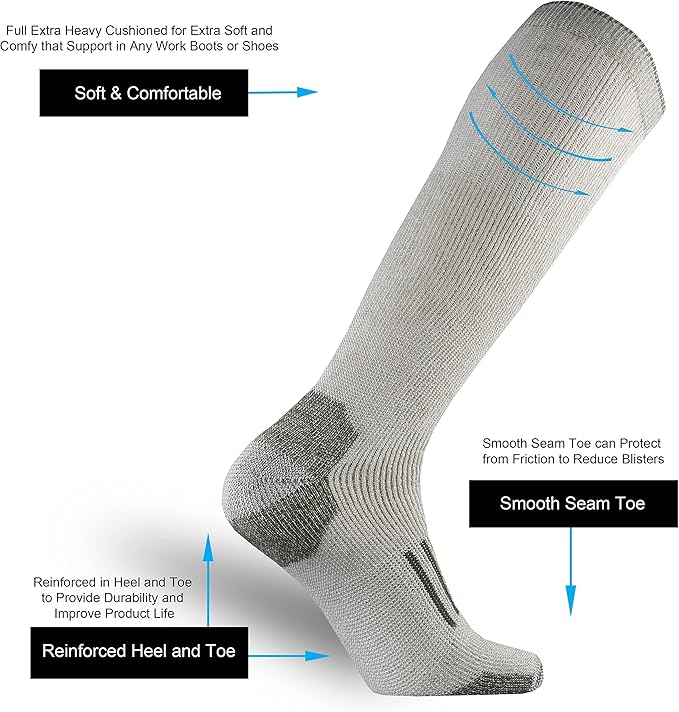 ONKE Max Full Cushion Knee High Socks for Men Steel Toe Work Boot Over the Calf OTC Moisture Wicking Thermal Hiking Hunting