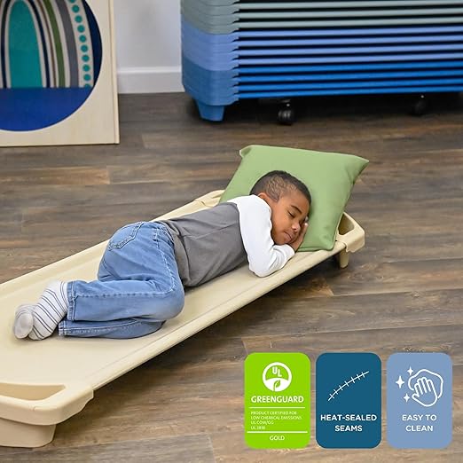 Children’s Factory SpaceLine Nap Cots, Kids Daycare and Preschool Sleeping Cot, Standard Size, Set of 4, Sand