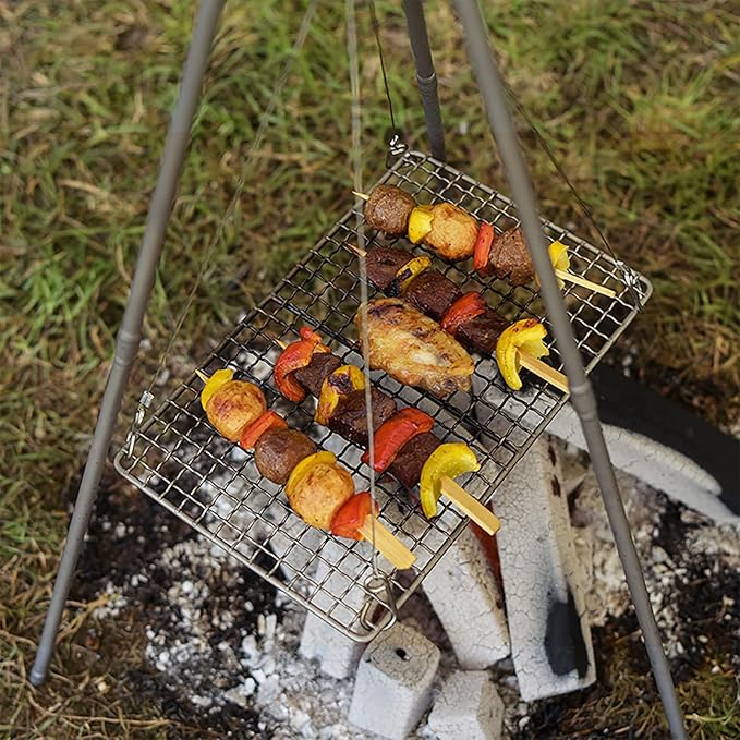 Boundless Voyage Mini Size Durable Titanium Charcoal BBQ Grill Plate Include a Carry Bag for Outdoor Camping Beach