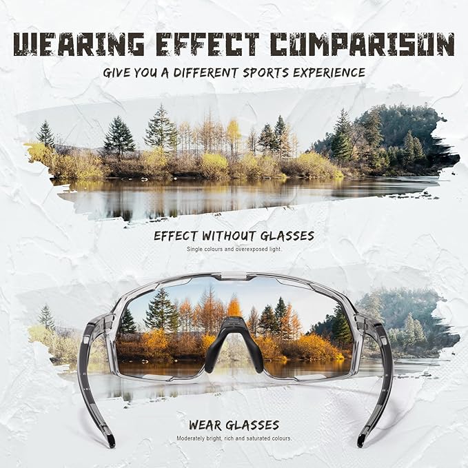 Polarized Sport Safety Sunglasses UV400 Protection & Lightweight Glasses for Men Women, Adjust for Cycling Running