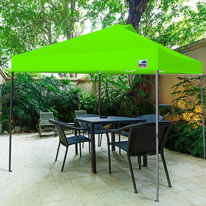 Eurmax USA NOMATTER ONE-Person Open&Close 10x10ft Pop Up Canopy Tent,Portable Shelter Canopy for Outdoor Events,Instant Canopies, Temporary Sunshade,Bonus 4 Sand Bags(Hi-Vis Green)