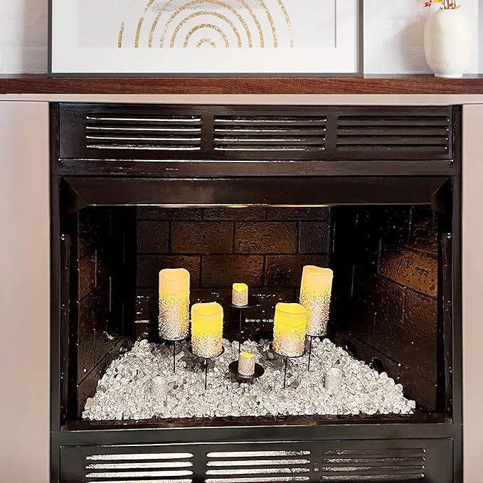 20 Pounds Fire Glass 1/4 Inch High Reflective Tempered Firepit Glass Rocks for Fireplace, Fire Pit Table, Fire Bowl and Landscaping (Crystal Clear)