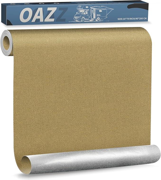 OAZ 16 x 79 inch Canvas Repair Patches Canvas Fabric Patch Self-Adhesive Canvas Repair Tape Waterproof Outdoor Gear Repair Patch Kit for Boat Cover Awning Sofa Chair Couch Tent Bag (Khaki)