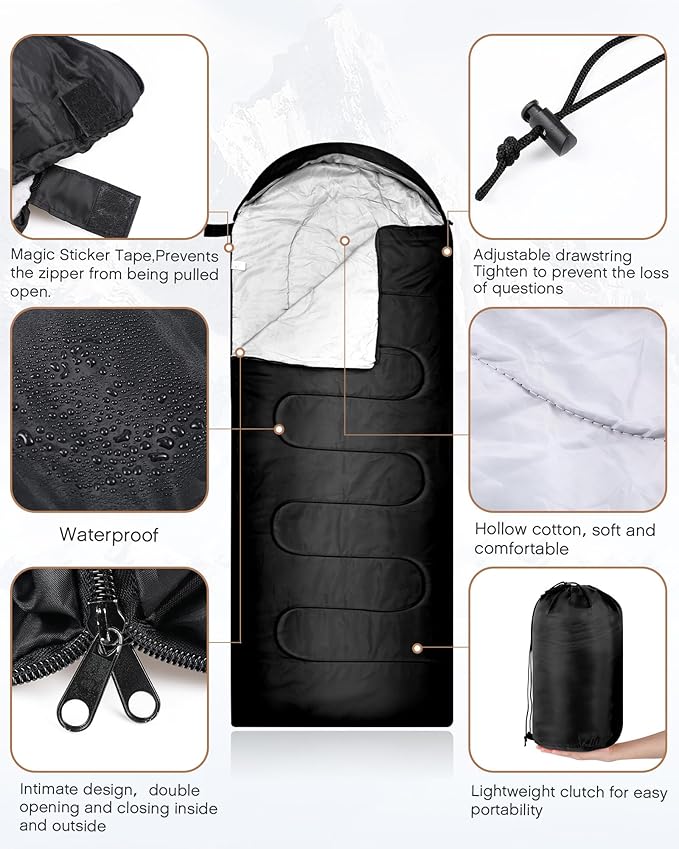 Tranqun 3 Pcs/ 6 Pcs Camping Sleeping Bags for Adult Bulk Waterproof Tent Carpet Mat Set Lightweight Cotton Liner Camping Gear Keep Warm Dry for Hiking Travel Outdoor