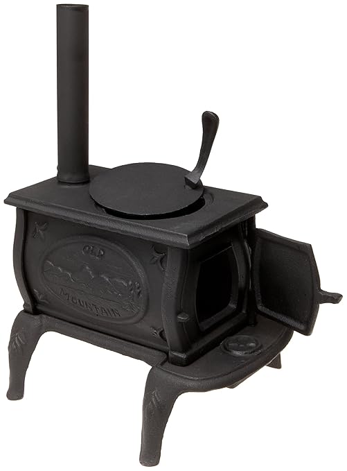 Old Mountain 10142 Black Mini Box Stove Set, with Accessories, 10 1/2 Inch Tall, Toy