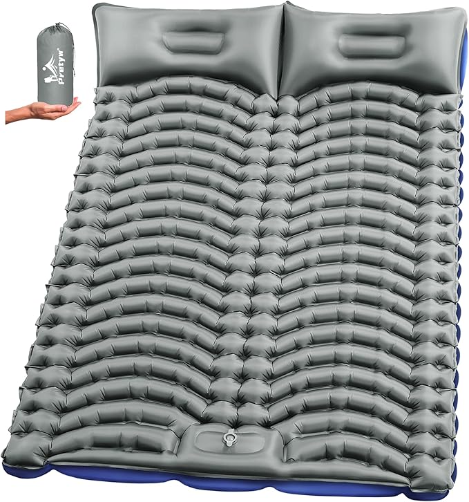 Sleeping Pad for Camping - Ultralight Camping Mattress with Pillow, Built-in Foot Pump, Compact Inflatable Portable Mat for Backpacking, Hiking, Car Traveling, Beach, Tent