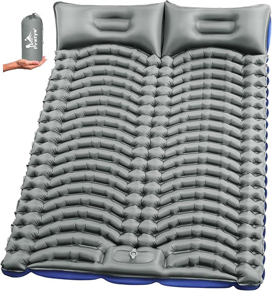 Sleeping Pad for Camping - Ultralight Camping Mattress with Pillow, Built-in Foot Pump, Compact Inflatable Portable Mat for Backpacking, Hiking, Car Traveling, Beach, Tent