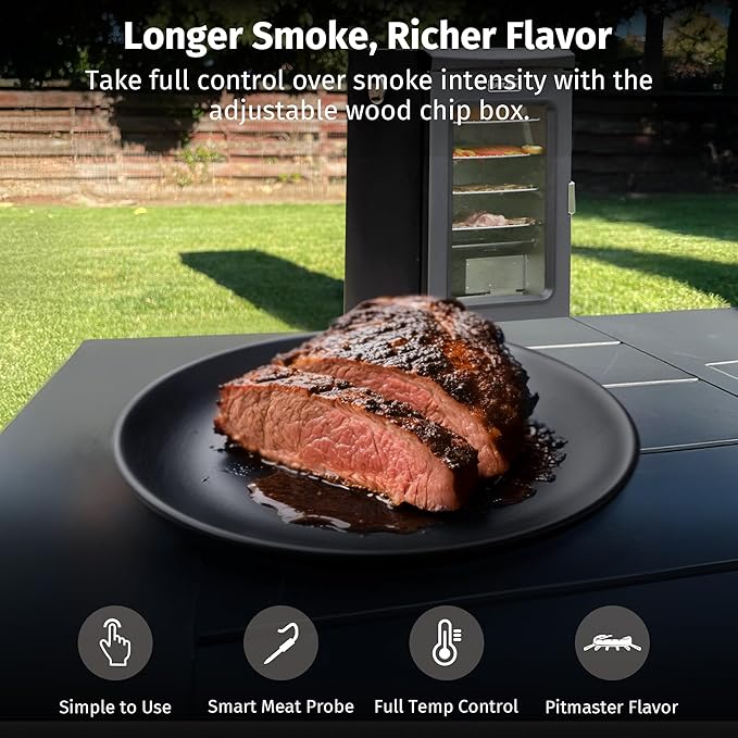 EAST OAK 30" Electric Smoker for Outdoors | Built-in Meat Probe & Up to 6× Longer Smokes on a Single Load | Side Chip Loader for Uninterrupted Smoking | Bigger Batches with 725 sq in Cooking Area