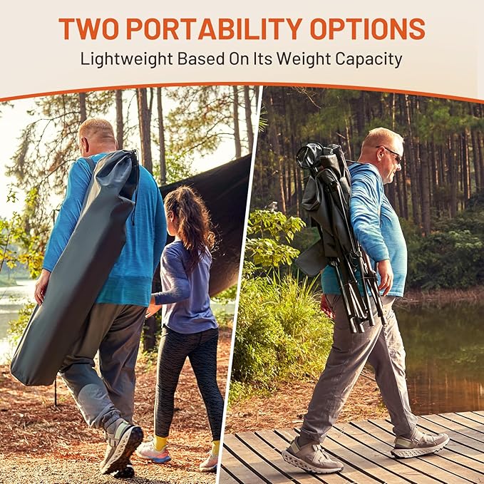 TIMBER RIDGE Oversized Heated Camping Chair with Lumbar Support, Portable Folding Chair Heavy Duty for Adults Supports 450 LBS for Outdoor Camping, Lawn, with High Back (Power Bank not Included)