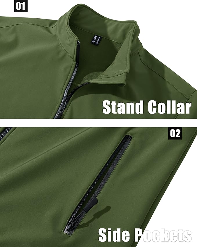 MAGCOMSEN Men's Fleece Lined Softshell Jacket Waterproof Windbreaker Rain Jacket for Tactical Hiking