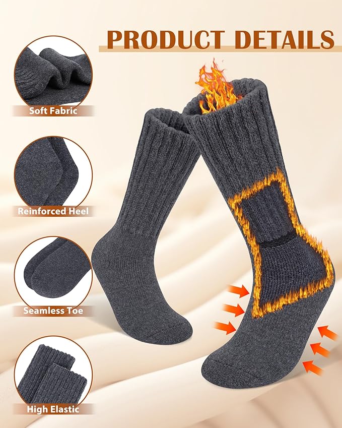 YSense Thermal Wool Socks for Women Thick Winter Boot Socks for Women Warm Cozy Breathable Hiking Socks 4 Pairs