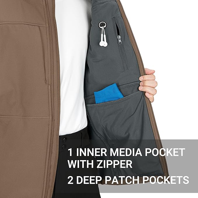 Outdoor Ventures Men's Running Vest Outerwear, Lightweight Windproof Fleece-Lined Softshell Sleeveless Jacket for Golf