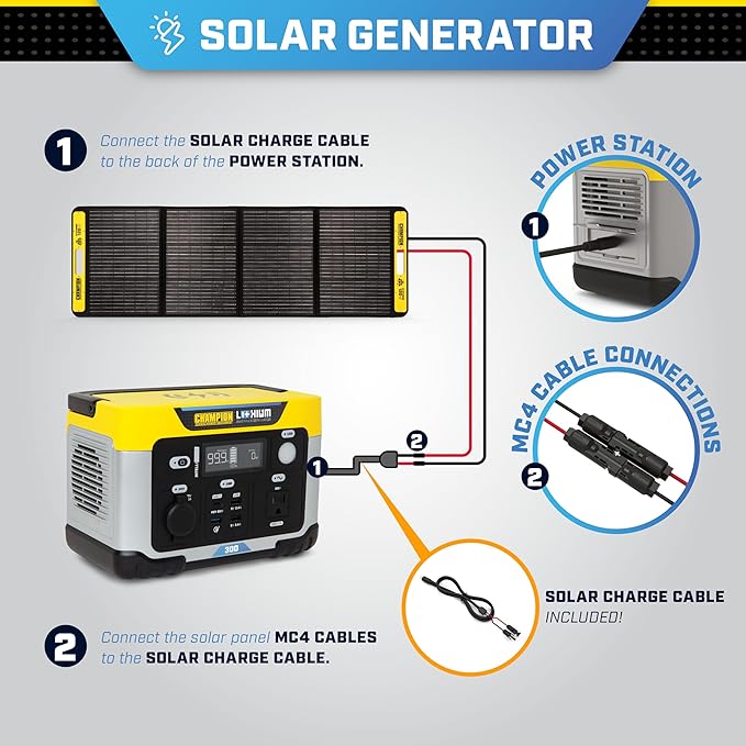 Champion Power Equipment 285-Wh Portable Solar Power Station and 200-Watt Solar Panel