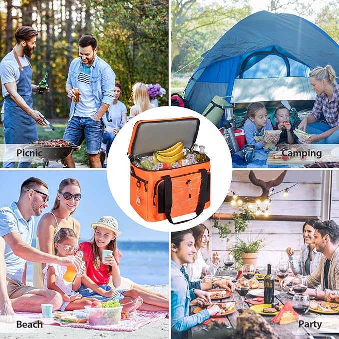 Maelstrom Collapsible Soft Cooler Bag, 24/30/60/75 Cans Beach Cooler, Ice Chest, Leakproof & Portable for Beach, Camping, Road Trips & Grocery Shopping