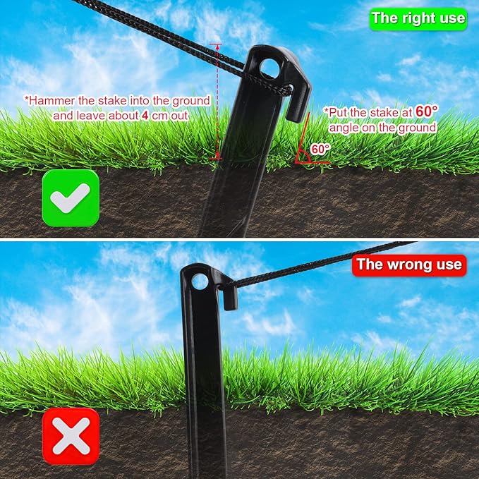 48 Pcs Inflatable Stakes, Plastic Ground Stakes Camping Tent Stake Inflatable Stake Fixing Inflatable Accessories with Hooks & Tethers for St Patricks Day Easter Outdoor Yard Party Garden Decor
