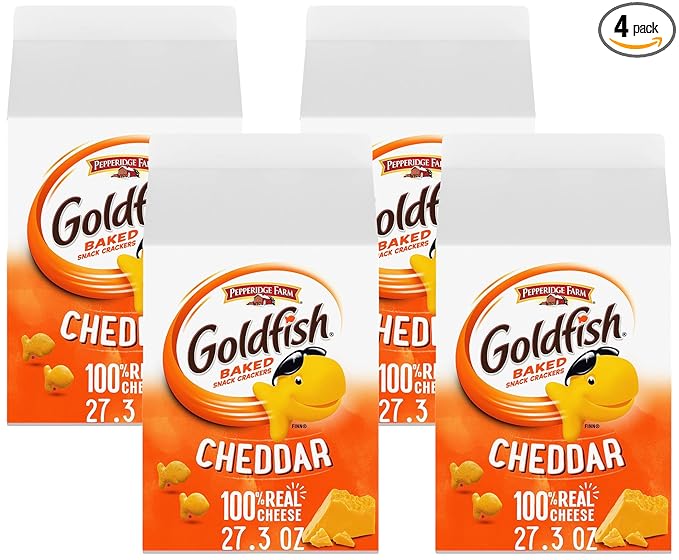Goldfish Cheddar Cheese Crackers, 27.3 oz Carton (Pack of 4)