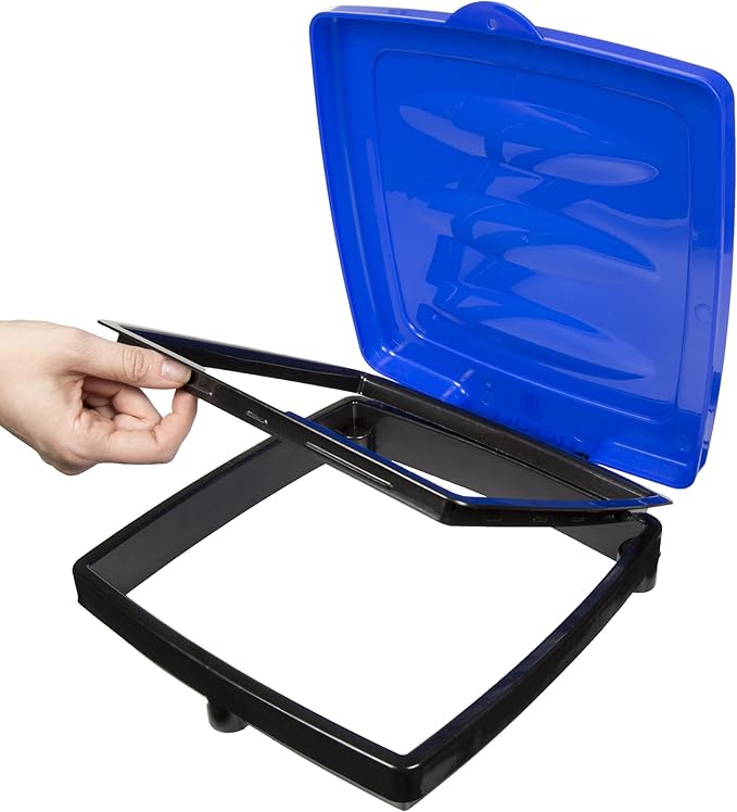 Wakeman Portable Trash Bag Holder – Collapsible 13-Gallon Garbage Bin for Indoor/Outdoor Use, Camping, Recycling, and Parties – Durable Plastic Trash Can Outdoors (Blue)