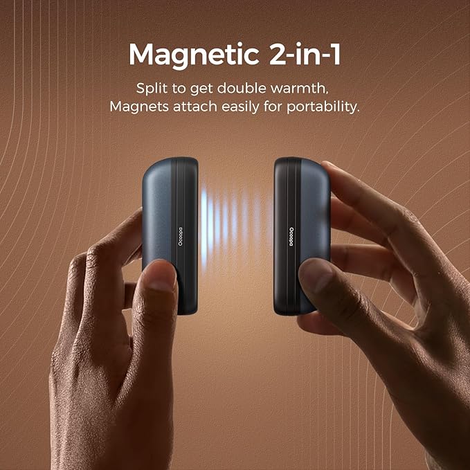 OCOOPA 2 in 1 Magnetic Rechargeable Hand Warmers, UT2s Mini Electric Handwarmers 2 Pack, Split USB-C, Reusable Portable Pocket Heater, Raynauds, Golf, Christmas, Tech Gifts for Women Men