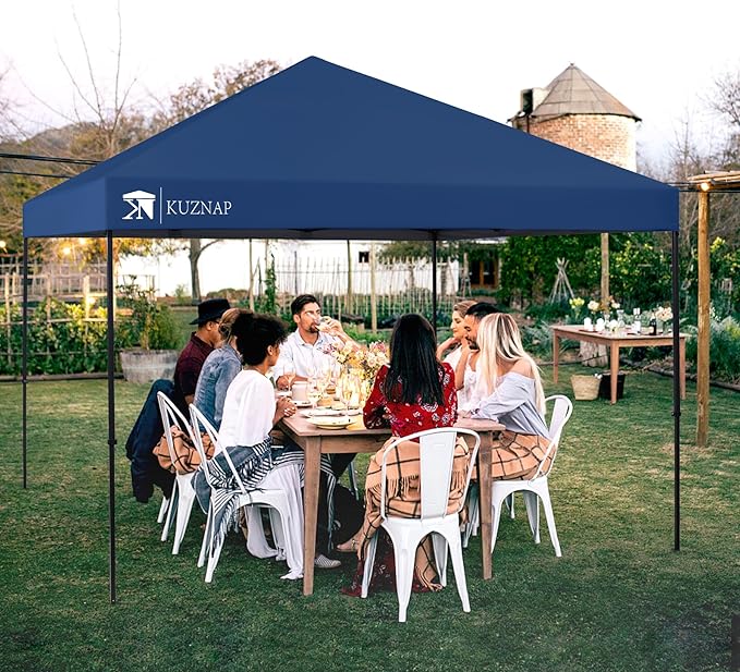 12’x12’ Pop up Canopy Tent Patented EZ Set up Instant Outdoor Canopy with Wheeled Carry Bag Bonus 4 Weight Sandbags, 8 Stakes and 4 Ropes, Blue
