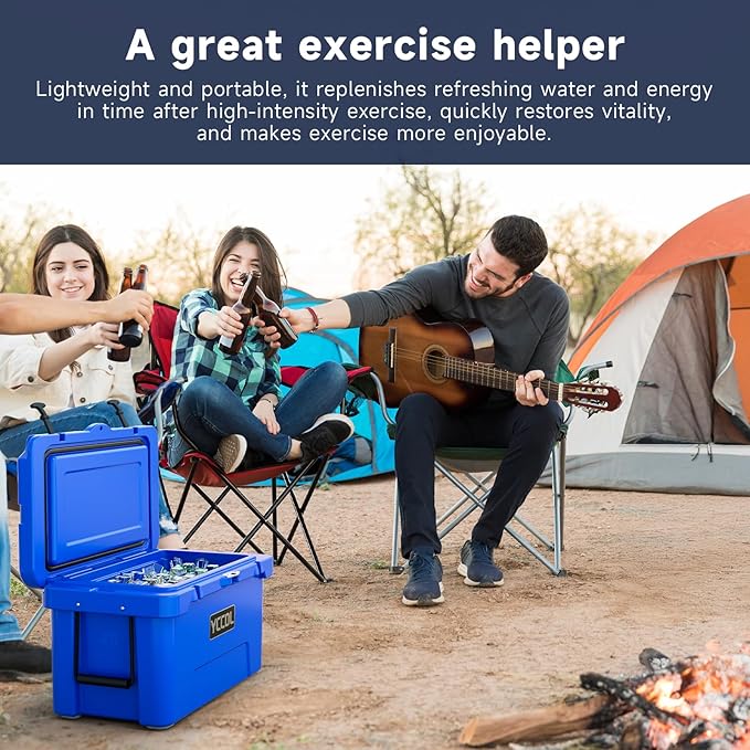 48 Quart Cooler with 72 Hours Ice Retention, Large Insulated Cooler with Built-in Bottle Opener & Drain Plug, Duty Outdoor Cooler for Camping, Beach, Picnic, Fishing, Barbecue