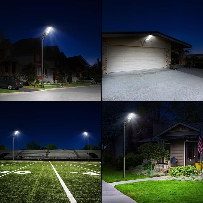 LANGY 2 Pack Led Solar Street Lights Outdoor 150000 Lumens,180 PCS LED,Dusk to Dawn Solar Powered Street Lights with Remote for Barn,Yard, Garden,Basketball Court