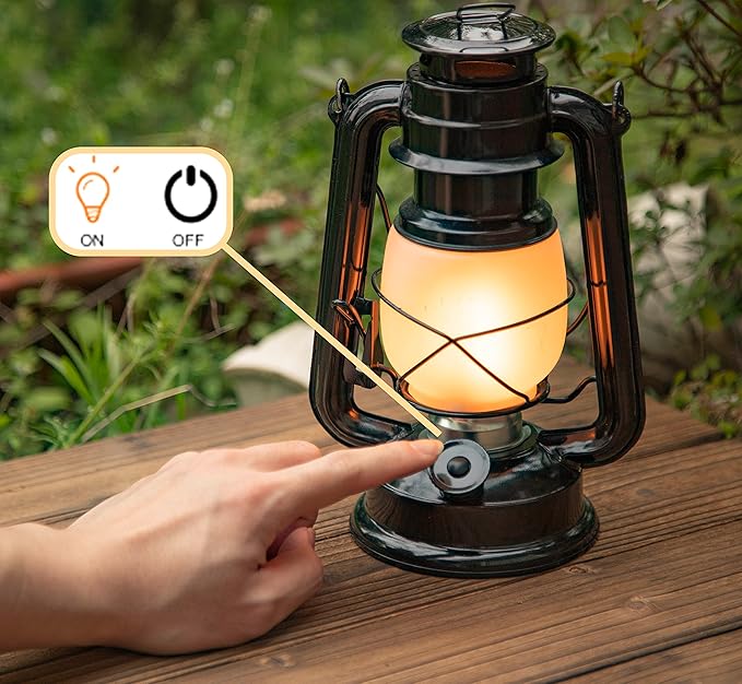 YAKii LED Vintage Flame Lantern Metal Outdoor Hanging Lantern with Dancing Flame Battery Operated Halloween Outdoor Indoor Decoration(Black)