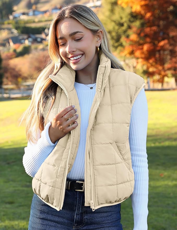 Zeagoo Womens Puffer Vest Ladies Sleeveless Zip Up Outerwear Warm Puffer Lightweight Down all Winter Jackets Coats 2025