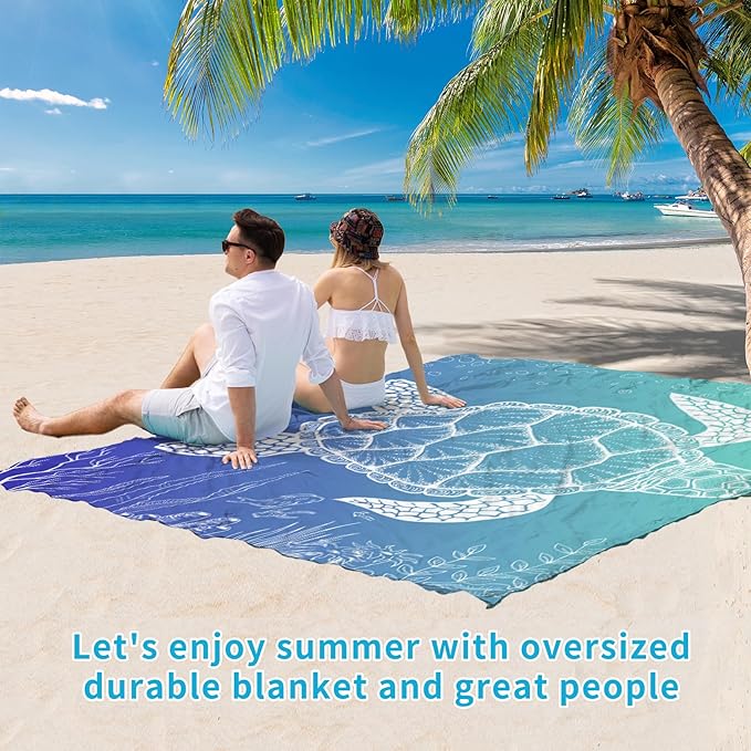 BYDOLL Beach Blanket Waterproof Sandproof 78''ร81'' Suits1-4 Adults Compact Lightweight Oversized Sand-Free Blanket Large Picnic Mat for Beach Travel Camping Hiking