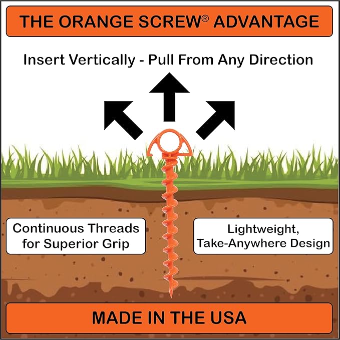 Ultimate Ground Anchors: Heavy Duty Screw-in Tent Stakes for High Wind, Sand, Canopies, and Camping - Made in USA, 100% Recycled, Included T-Grip Tool - (Small, 4 Pack)