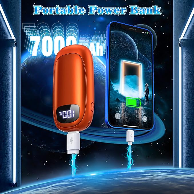 Hand Warmers Rechargeable 2 Pack - Electric Dual-Sided Heating Hand Warmers Max 131℉, 20Hrs Battery Operated Pocket Heater for Raynauds, Golf, Camping, Hunting Essentials, Gifts for Men Women
