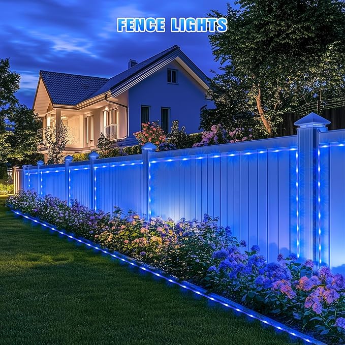JMEXSUSS 2 * 200 LED Blue Solar Rope Lights, 66ft IP 65 Waterproof Solar String Light Outdoor, 8 Modes Christmas Lights for Camp Trampoline Ladder Slide Tent