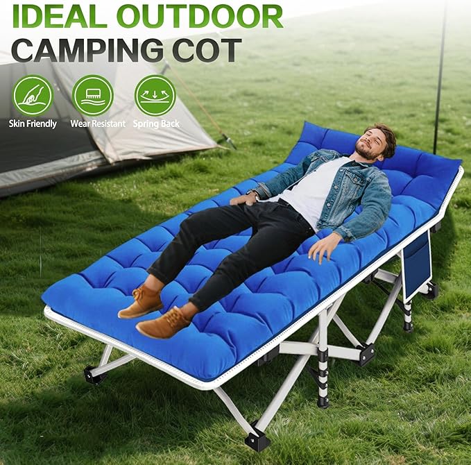 Camping Cots 2 Pack Sleeping Bed with Comfortable Mat Cots for Sleeping with Pad Heavy Duty Folding Cot 2 Person Sleeping Cot with Carry Bag Guest Cots for Adults Nap Vacation Outdoor Indoor Office