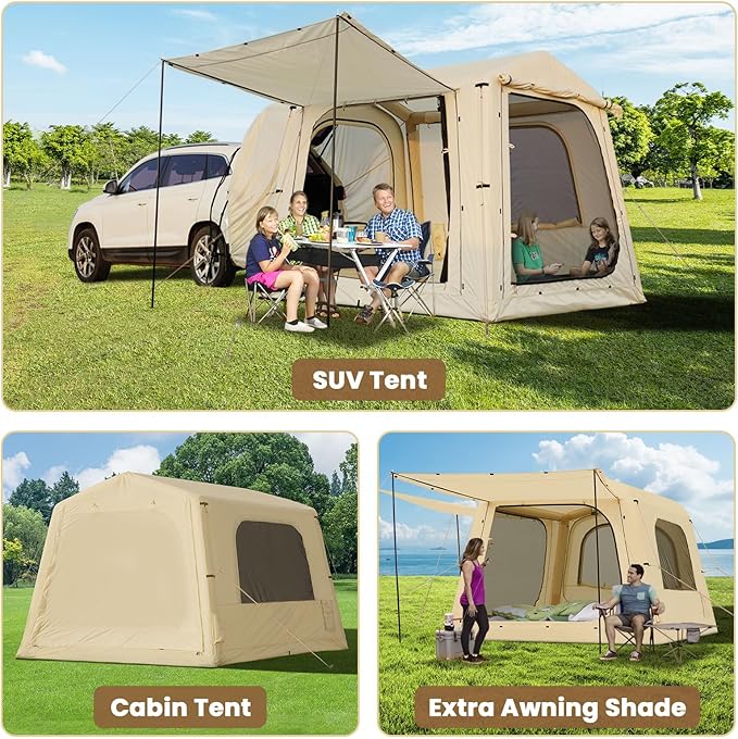Inflatable Tents for Camping, Blow Up Tent with Hand Pump, Easy Setup InflatableTent 4 Season Tent, Waterproof Oxford Air Glamping Tents for Camping Adult 4/6/8 Person
