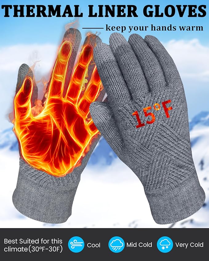 REACH STAR Winter Gloves for Women Touch Screen Elastic Thermal Knit Lining Warm Gloves for Cold Weather