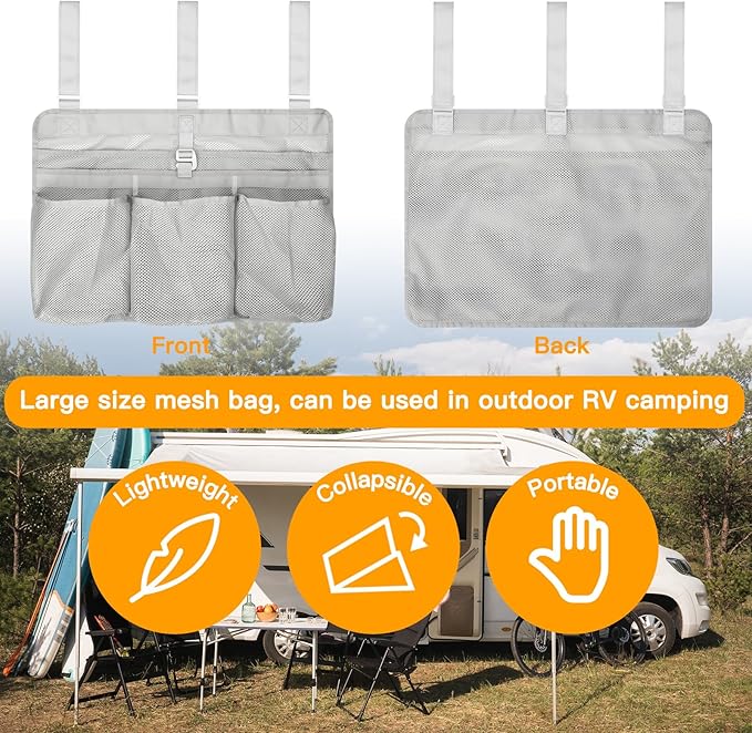Xxerciz Camping Dish Drying Bag Collapsible Dish Drying Rack, Portable Mesh Dinnerware Drainer Organizer for RV Campers Travel Trailers Space Saving Camping Kitchen Storage Rack (Gray)