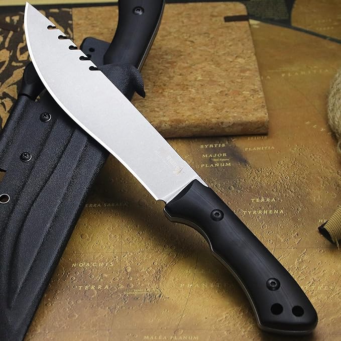 13.4-inch DC53 steel full tang hunting knife + K sheath. Suitable for camping, hiking, hunting and as daily carry equipment for handicrafts. (10 - Tactical Style A)