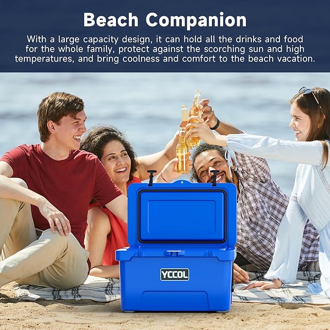 48 Quart Cooler with 72 Hours Ice Retention, Large Insulated Cooler with Built-in Bottle Opener & Drain Plug, Duty Outdoor Cooler for Camping, Beach, Picnic, Fishing, Barbecue