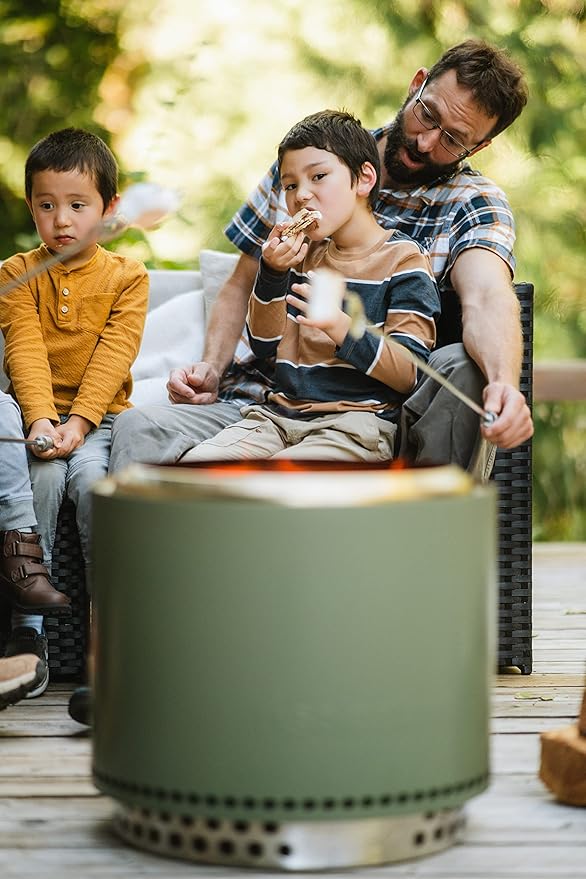 Solo Stove Bonfire with Stand | 19.5" Smokeless Fire Pit, Removable Ash Pan | Portable Stainless Steel Wood Burning Outdoor Fireplace, Ideal for 4–6 People, 21.75 lbs, Deep Olive