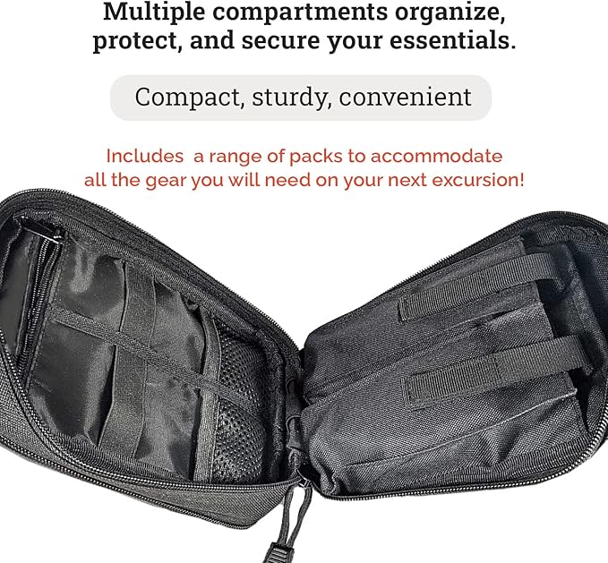 EPG Tactical EDC Organizer, Molle Utility Pouch - First Aid Black Backpack Organizer, Small, Modular Survival Bag
