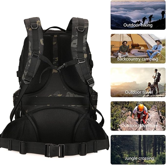 50L Military Tactical Backpack Hiking Waterproof Backpack Large Military Pack 3 Day Assault Pack Molle Bag Rucksack
