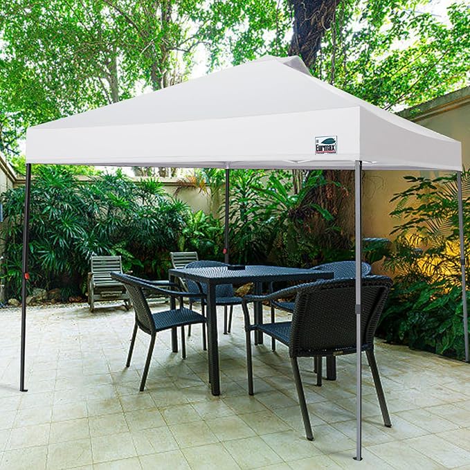 Eurmax USA NOMATTER ONE-Person Open&Close 10x10ft Pop Up Canopy Tent,Portable Shelter Canopy for Outdoor Events,Instant Canopies, Temporary Sunshade,Bonus 4 Sand Bags(White)