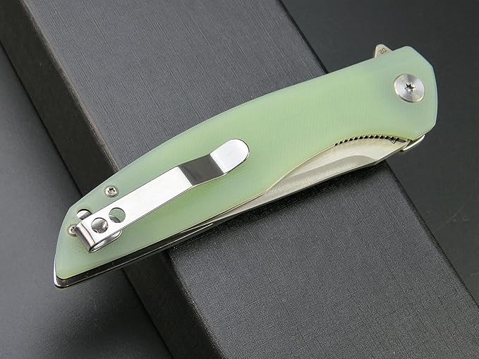 Eafengrow EF231 Folding Knife D2 Steel Blade G10 Handle Scales EDC Tool Knives for Working Outdoor Camping Hiking Fishing(jade)
