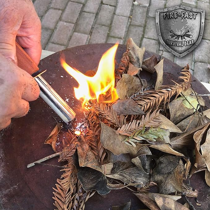 Fire-Fast Trekker. Best Emergency Waterproof Survival Fire Starter. Magnesium and Euro Fire Steel Ferro Rod. Compact Durable Tool for Bushcraft, Camping, Backpacking, Hiking, Hunting, or Bug Out Bag